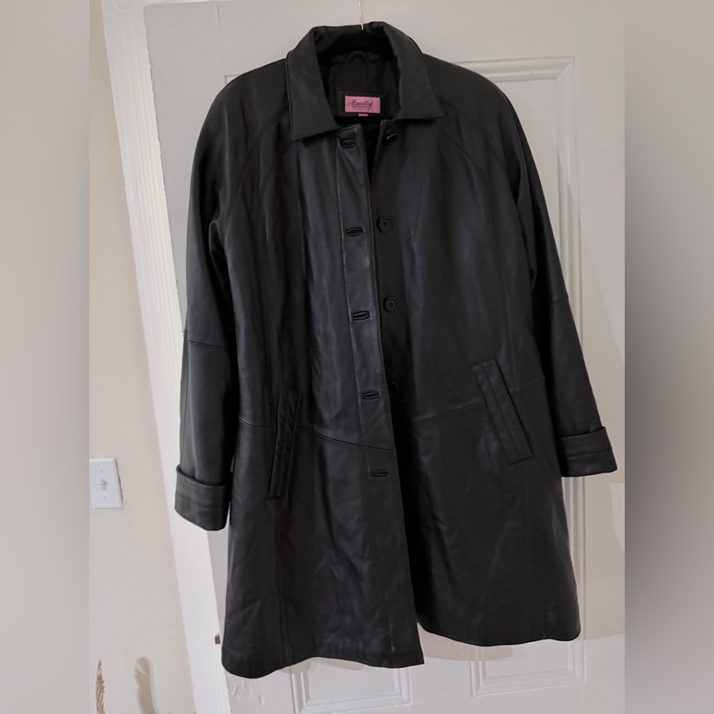 Women's Black Leather Coat